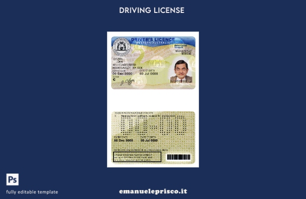 verified style modello di patente di guida dell'Australia occidentale in stile verificato template